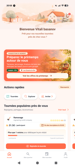 Aperçu de l’écran d’accueil Voizapp sur mobile